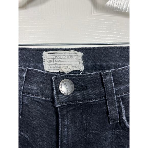 Current/Elliott Black Stiletto Slit Watchtower Eyelets Jean Womens 24 / 0 Grunge - Picture 6 of 12
